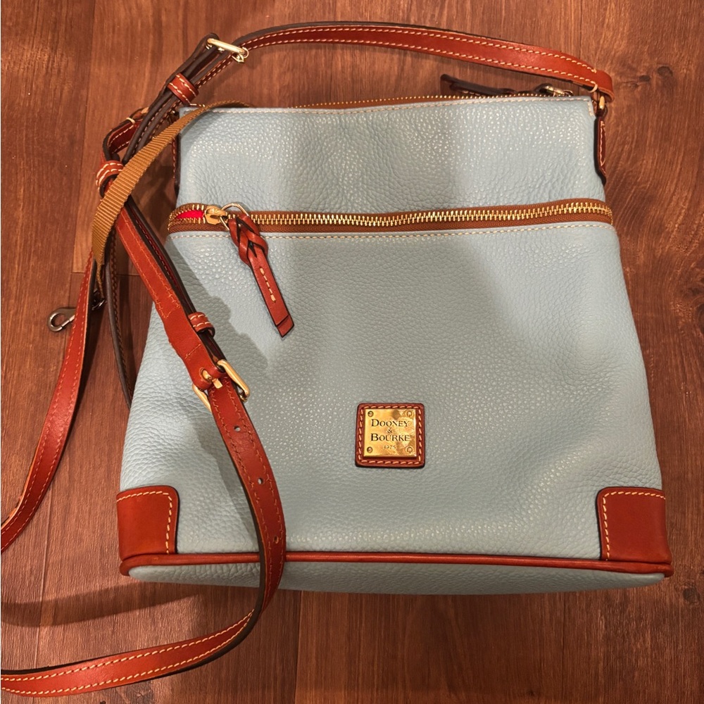 Dooney & Bourke Light Blue and Brown Crossbody Bag
